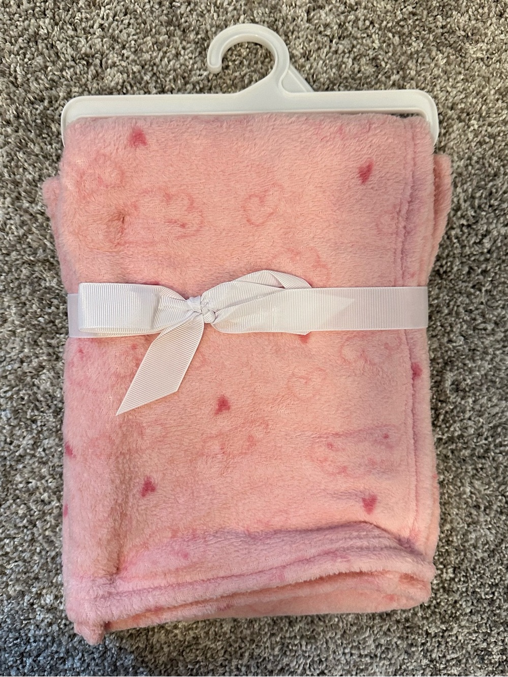 Plush Pink Heart Baby Blanket